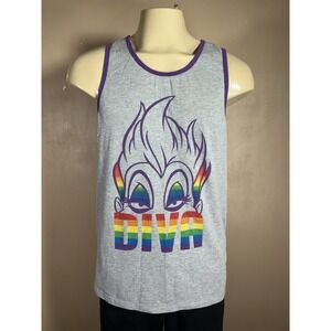Disney Rainbow Ursula Pride DIVA‎ Tank Top XL Gray
